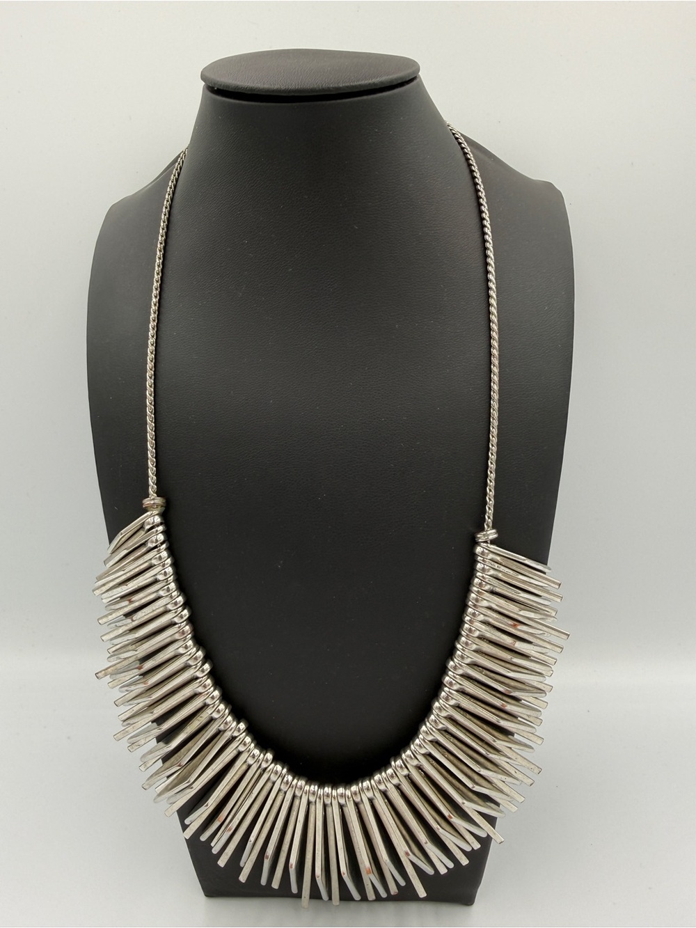 Silver Spike Fringe Necklace - Women's Jewelry
